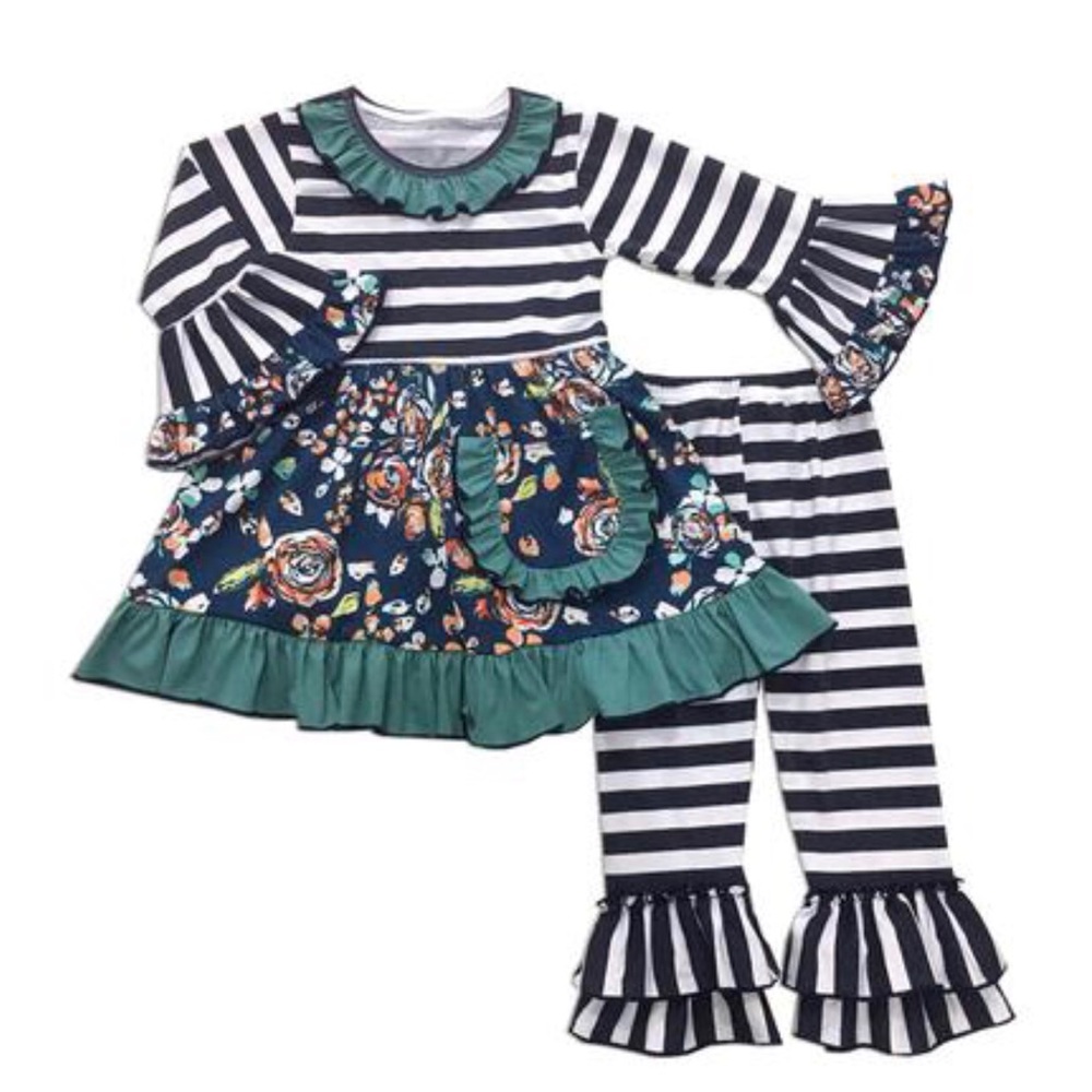 Navy Stripe Floral Outfit